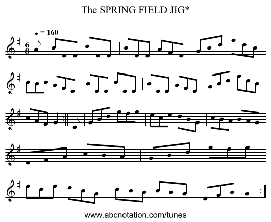 SPRING FIELD JIG*, The - staff notation