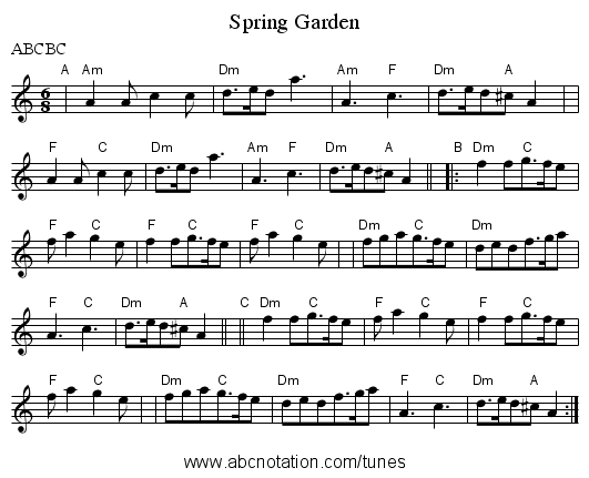 Spring Garden - staff notation