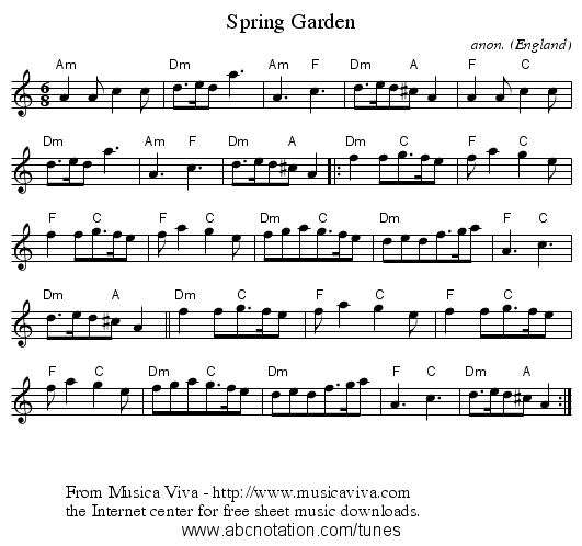 Spring Garden - staff notation