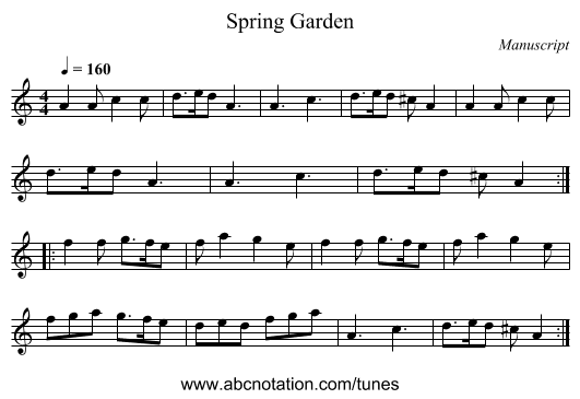Spring Garden - staff notation