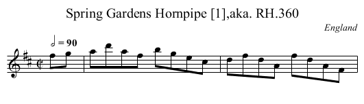 Spring Gardens Hornpipe [1],aka. RH.360 - staff notation