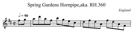 Spring Gardens Hornpipe,aka. RH.360 - staff notation