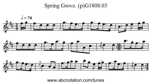 Spring Grove. (p)G1808.03 - staff notation