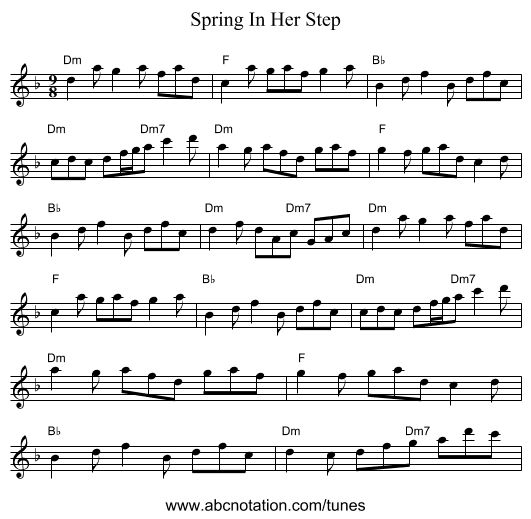 Spring In Her Step - staff notation
