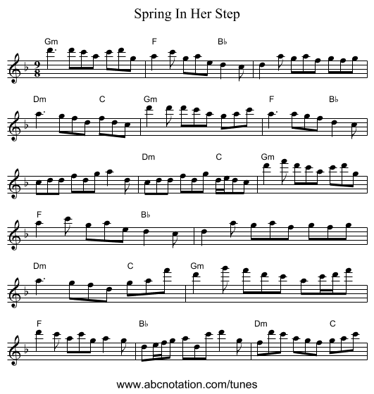 Spring In Her Step - staff notation