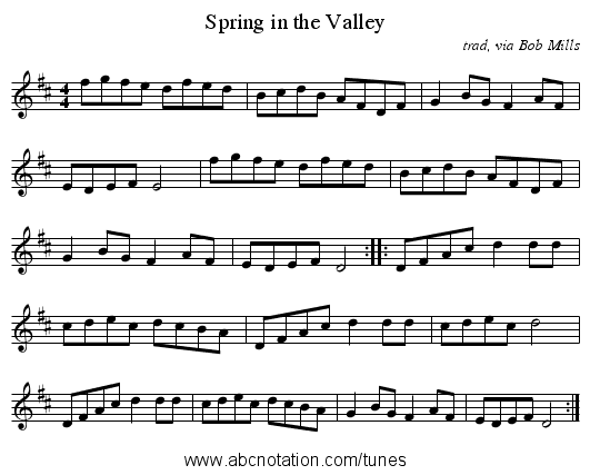 Spring in the Valley - staff notation