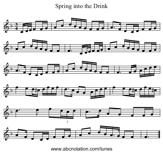 Spring into the Drink - staff notation