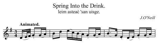 Spring Into the Drink. - staff notation