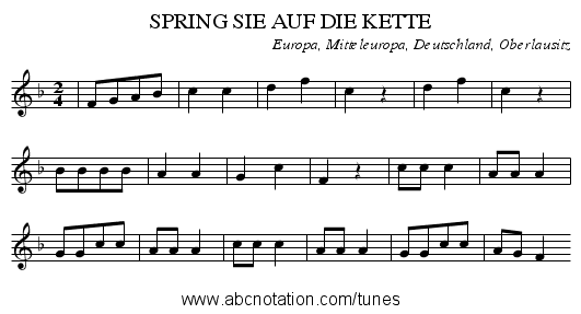 SPRING SIE AUF DIE KETTE - staff notation