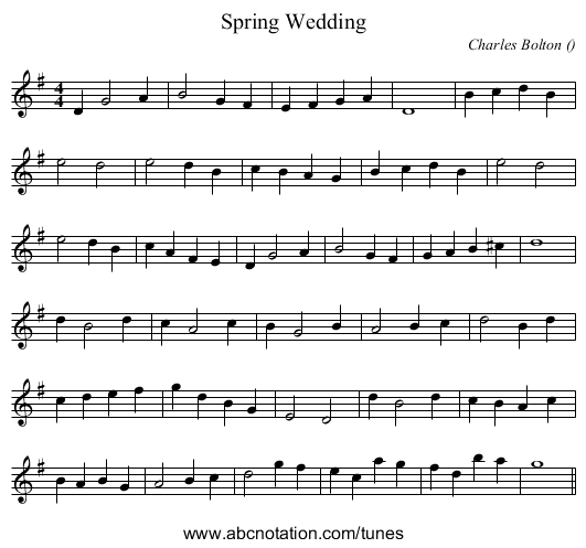 Spring Wedding - staff notation