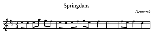 Springdans - staff notation