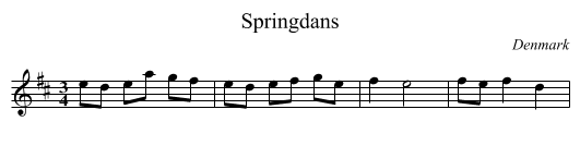 Springdans - staff notation