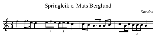 Springleik e. Mats Berglund - staff notation