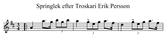 Springlek efter Troskari Erik Persson - staff notation