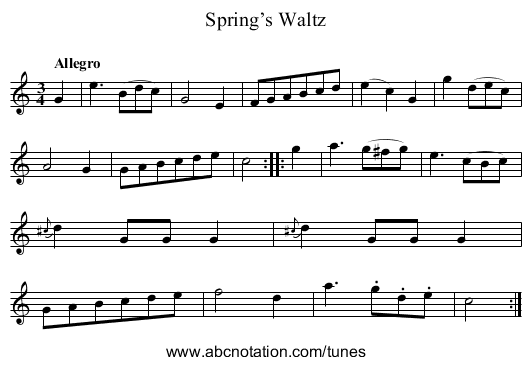 Spring’s Waltz - staff notation