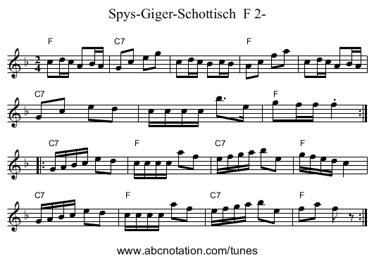 Spys-Giger-Schottisch  F 2- - staff notation