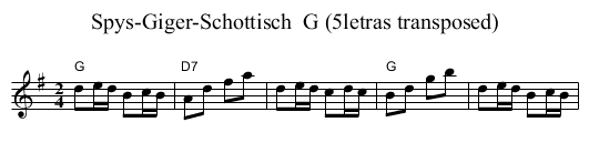 Spys-Giger-Schottisch  G (5letras transposed) - staff notation