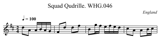 Squad Qudrille. WHG.046 - staff notation