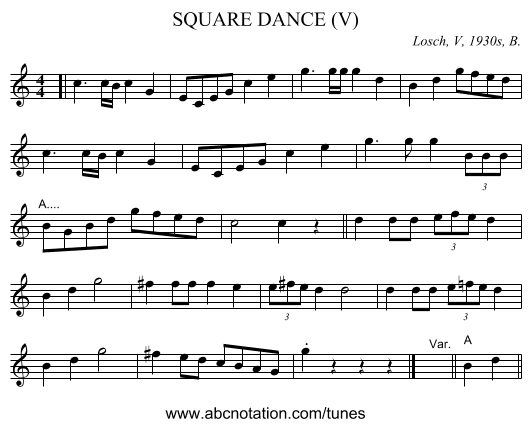 SQUARE DANCE (V) - staff notation