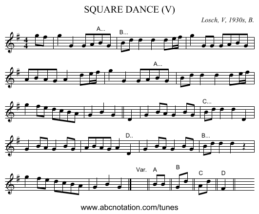 SQUARE DANCE (V) - staff notation