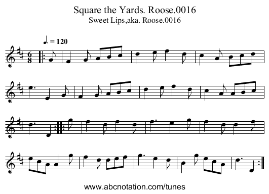 Square the Yards. Roose.0016 - staff notation