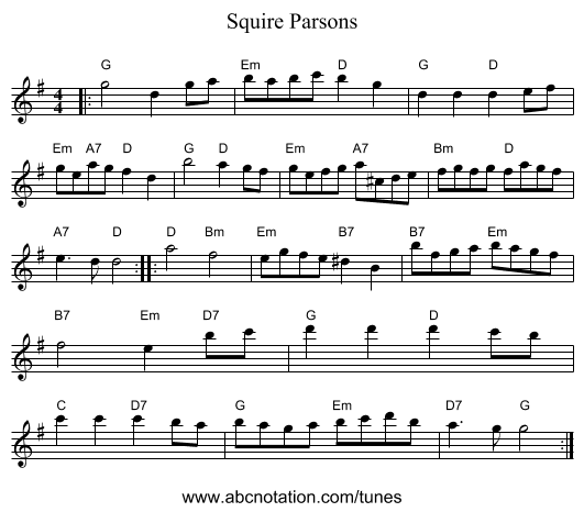 Squire Parsons - staff notation