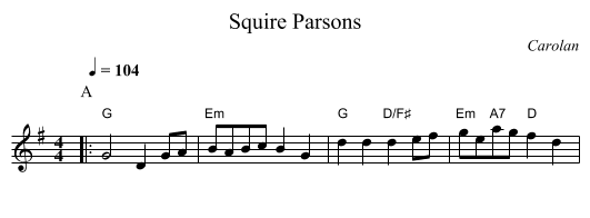Squire Parsons - staff notation