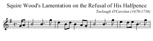 Squire Wood's Lamentation on the Refusal of His Halfpence - staff notation