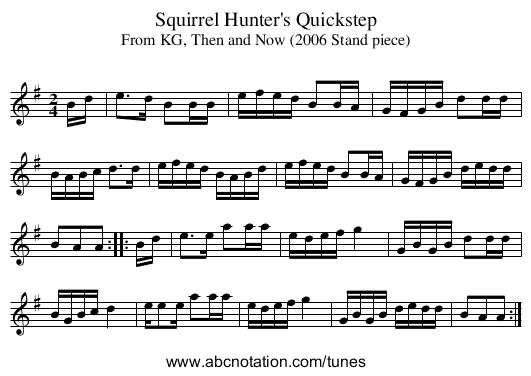 Squirrel Hunter's Quickstep - staff notation