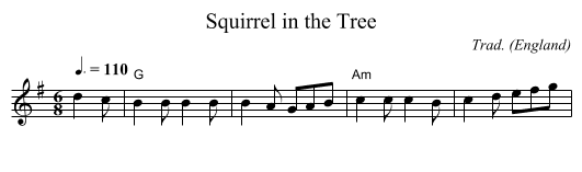 Squirrel in the Tree - staff notation