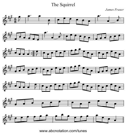 Squirrel, The - staff notation