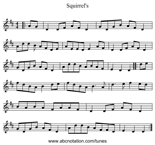 Squirrel's - staff notation