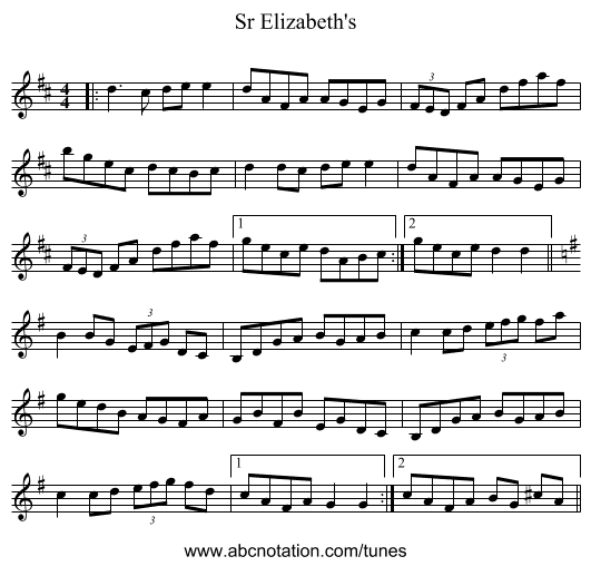 Sr Elizabeth's - staff notation
