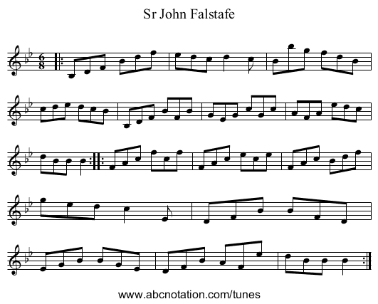 Sr John Falstafe - staff notation