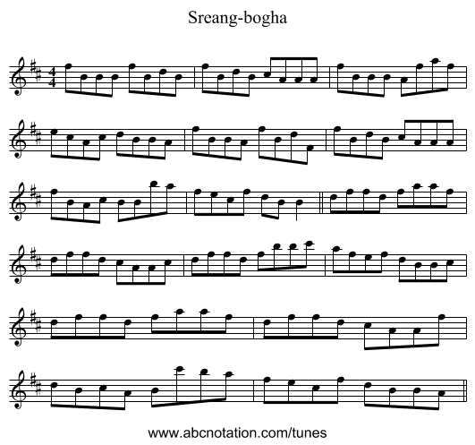 Sreang-bogha - staff notation