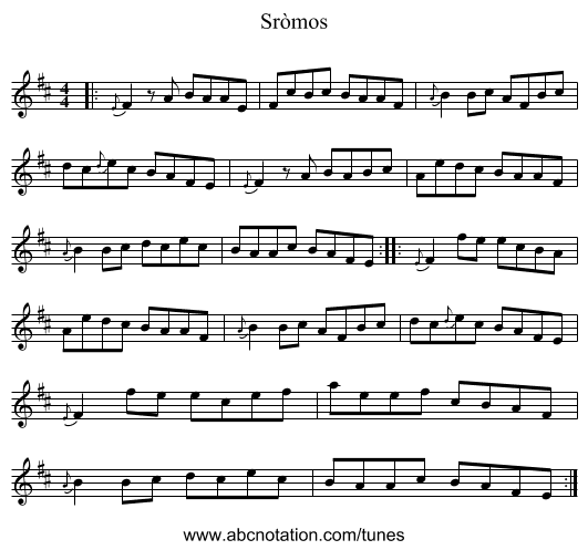 Sròmos - staff notation