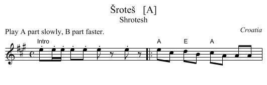 &Scaron;rote&scaron;   [A] - staff notation