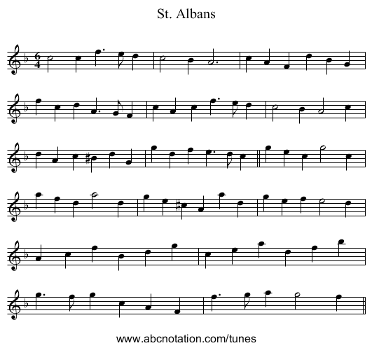 St. Albans - staff notation