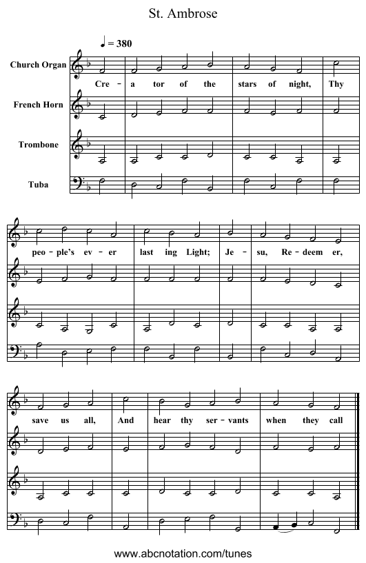 St. Ambrose - staff notation
