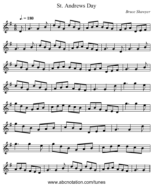 St. Andrews Day - staff notation