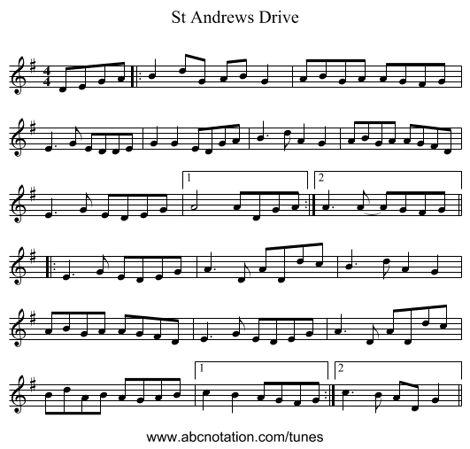 St Andrews Drive - staff notation