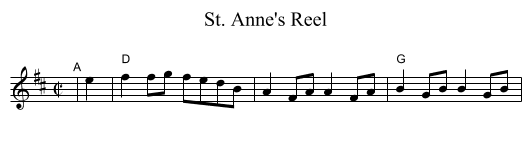 St. Anne's Reel - staff notation