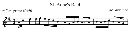 St. Anne's Reel - staff notation