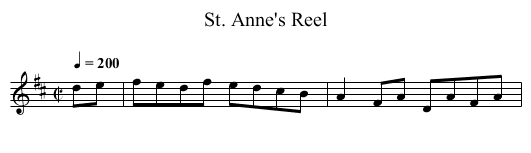 St. Anne's Reel - staff notation