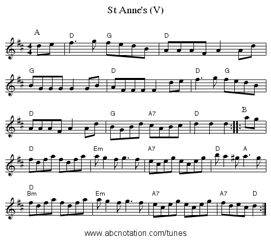 St Anne's (V) - staff notation