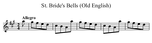 St. Bride's Bells (Old English) - staff notation