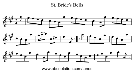 St. Bride's Bells - staff notation