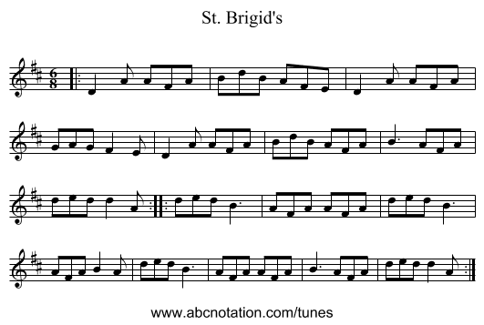 St. Brigid's - staff notation