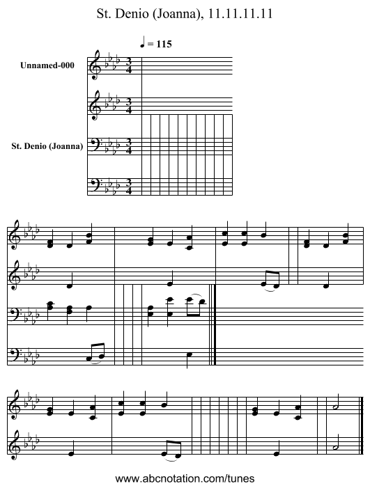 St. Denio (Joanna), 11.11.11.11 - staff notation