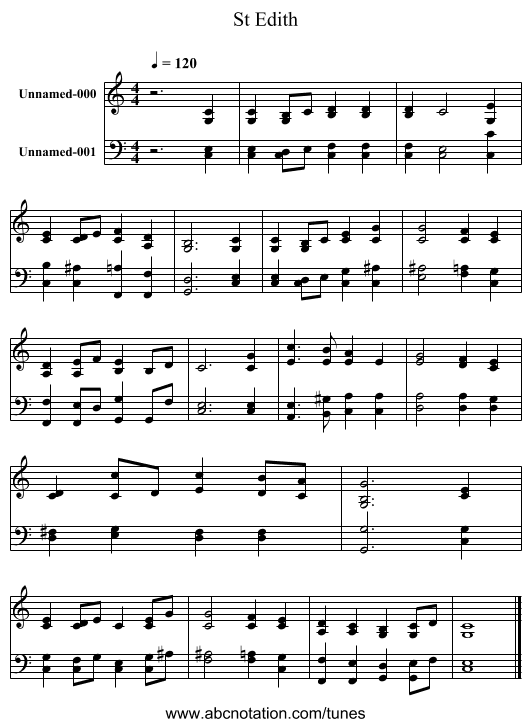 St Edith - staff notation